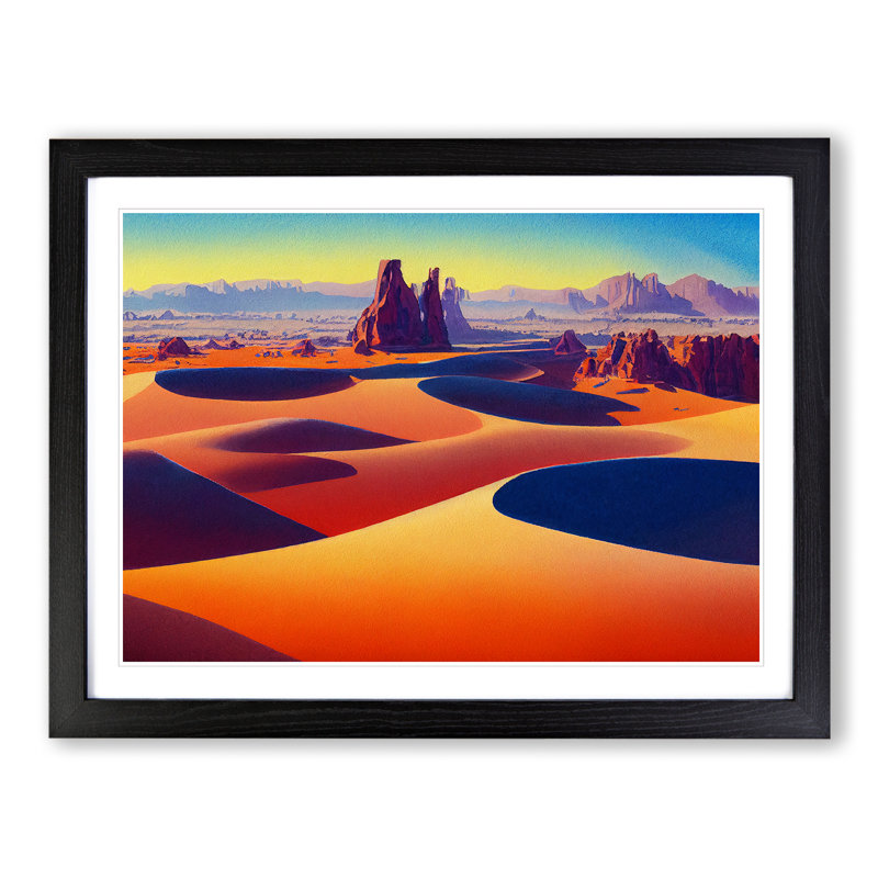 Desert View Vol.2 - Single Picture Frame Painting, Black, 46cm H x 64cm W x 2cm D
