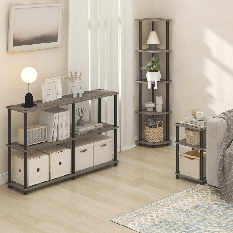 Turn-N-Tube 29.46cm W Manufactured Wood Shelving Unit, Grey Oak/Black