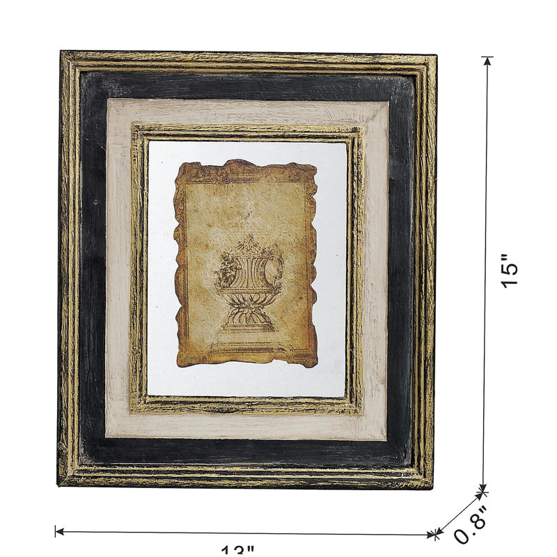 13x15" Lucian Framed Antiqued Sculpture Print,2 Piece, H 15 po x l 13 po x P 0,8 po