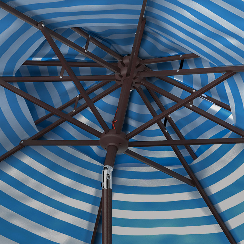 Parasol de marché 9 pi Arnone, Bleu pastel / Blanc