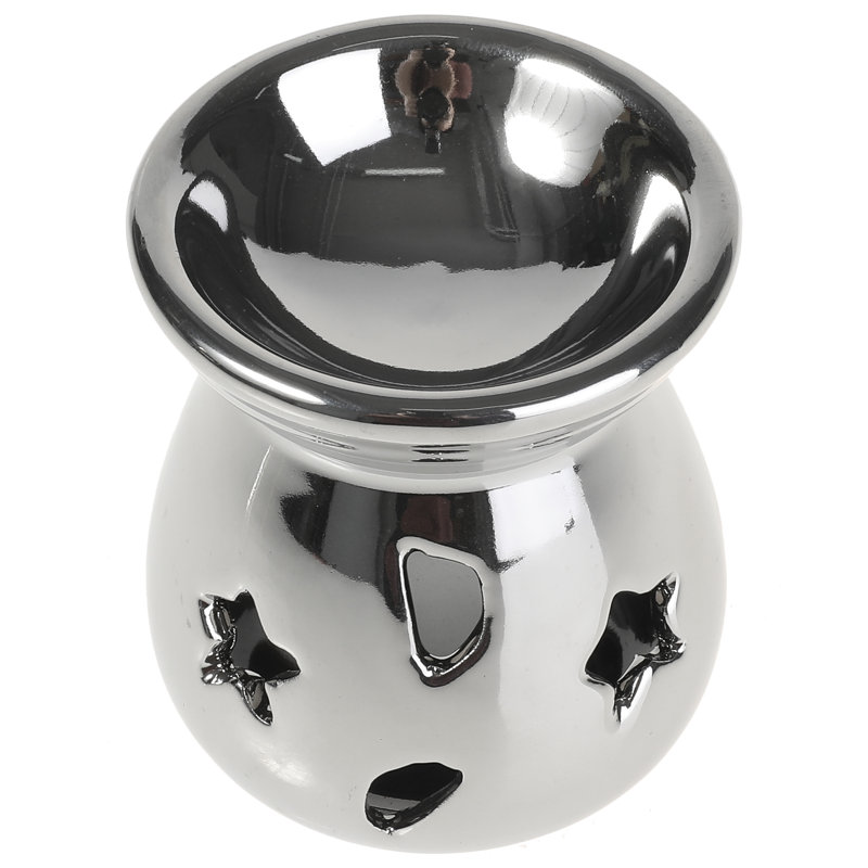 2 Piece Ceramic Tabletop Votive Holder Set, Silver