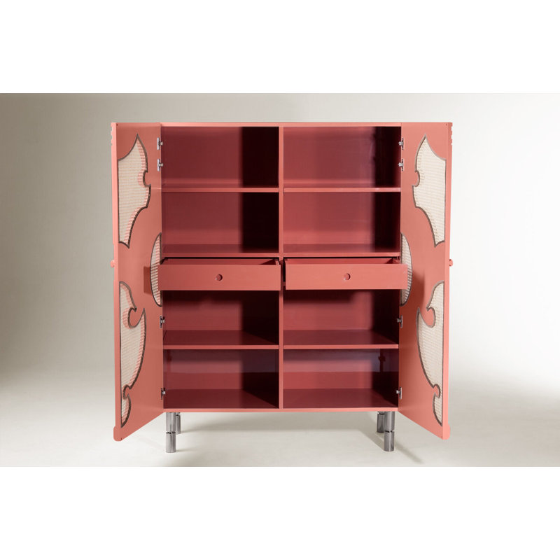 Traje De Luces 47'' Bar Cabinet, Watermelon/Polished Nickel