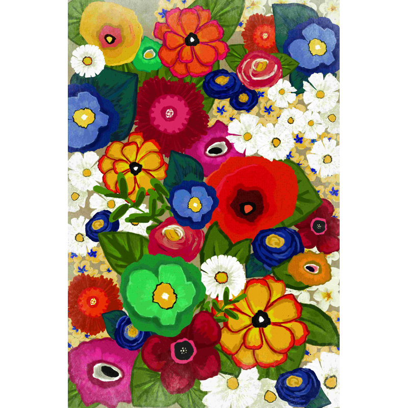 Bohemian Flower Collage - peinture sur toile tendue, H 18 po x l 12 po