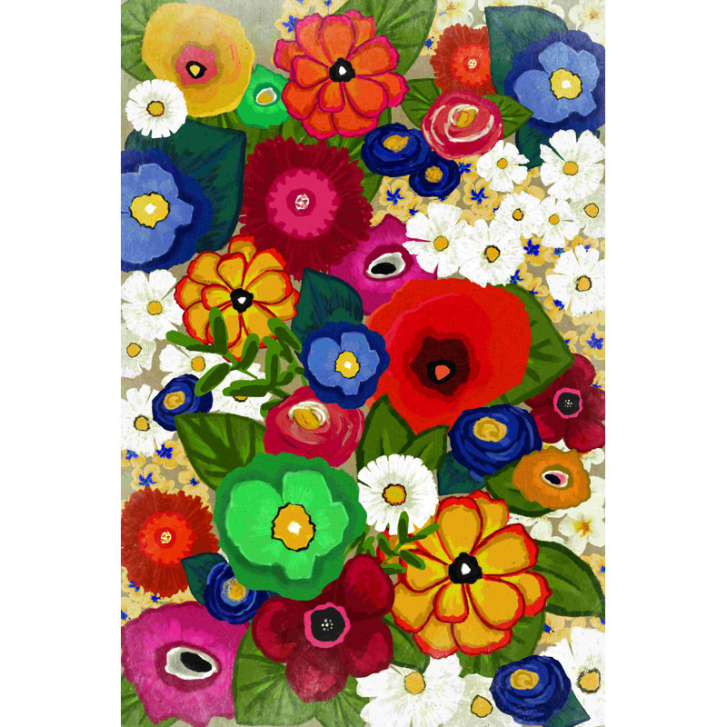 Bohemian Flower Collage On Canvas Painting