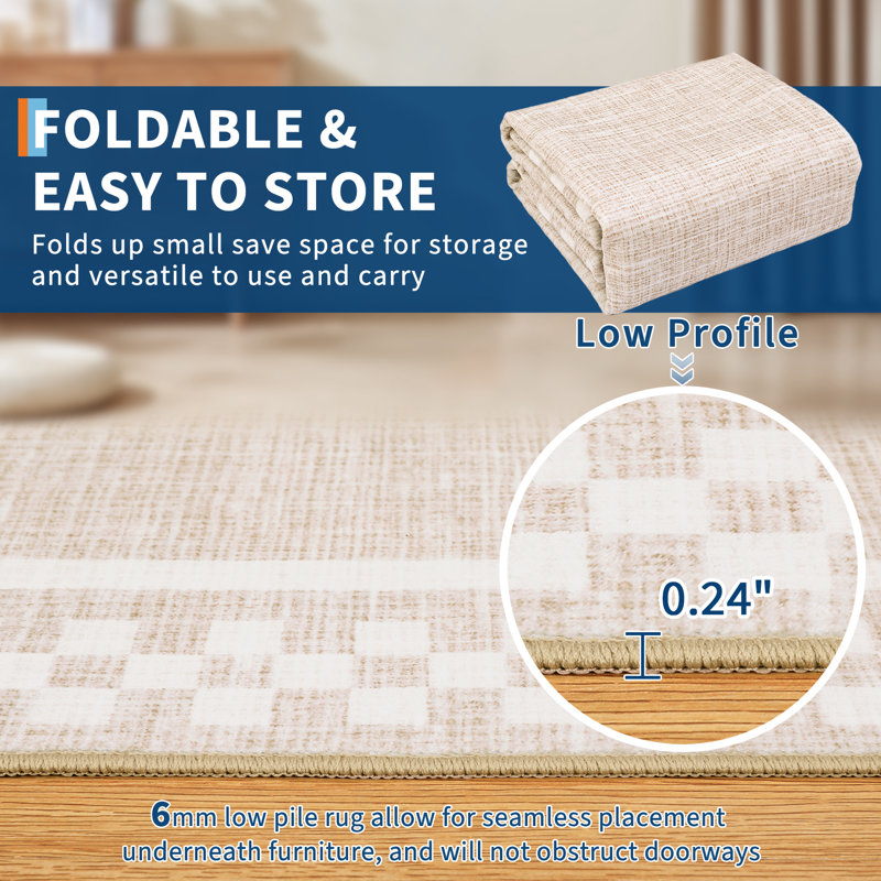 Modern Border Machine Washable Area Rug for Living Room Bedroom Stain Resistant Throw Carpet for Home Decor Office