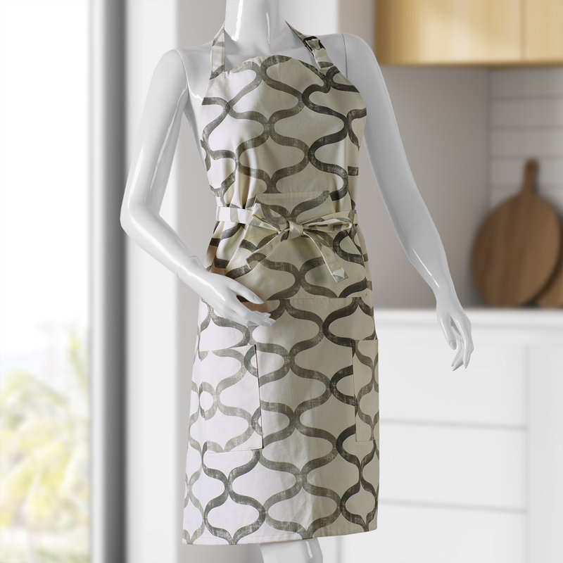 Printed Cotton Kitchen Apron for Women with Pockets Adjustable Unisex