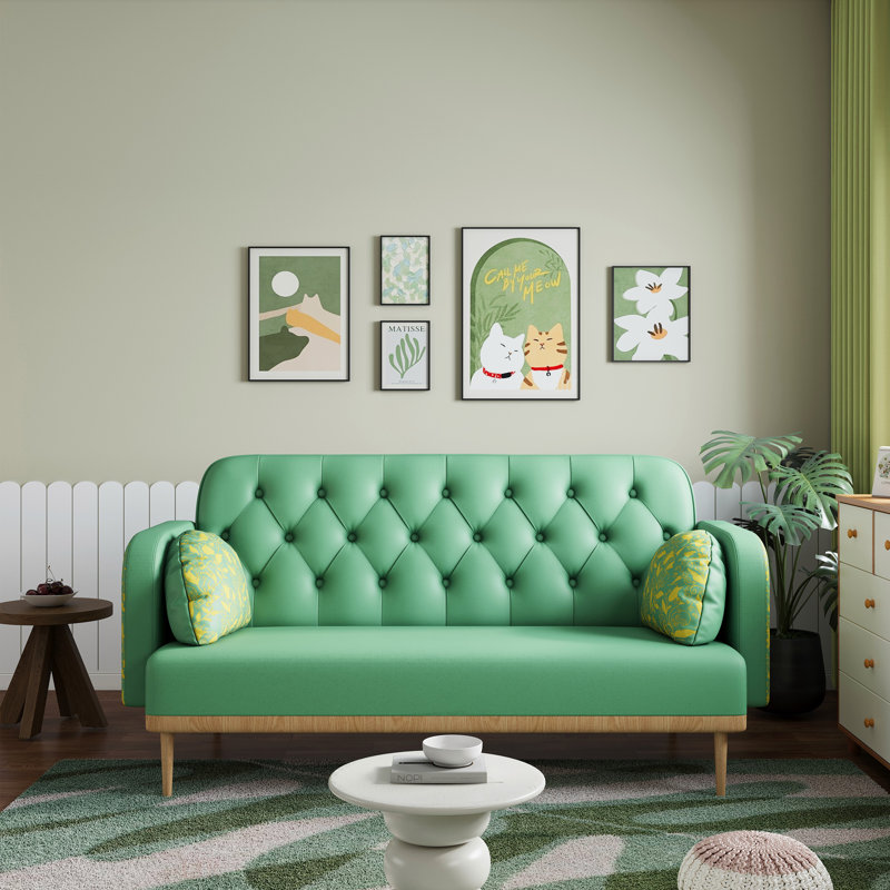 Esteve 55.9'' Faux Leather Sofa, Green