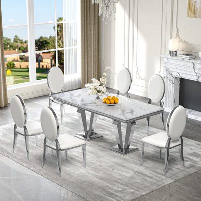 6 - Person Trestle Base Dining Set