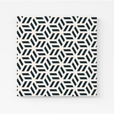 Geometric Monochrome Hexagonal Pattern - Wrapped Canvas Print