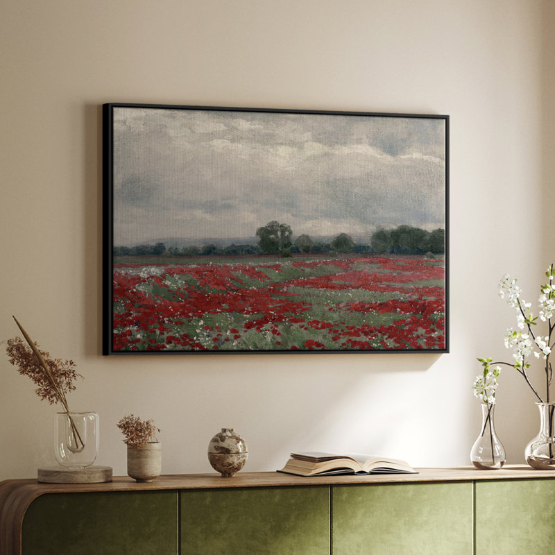 Botanique rétro - XC III, Toile avec cadre flottant noir, H 27 po x l 41 po x P 2 po