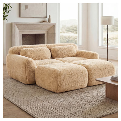 Canapé modulaire moelleux avec repose-pieds, aucun assemblage requis