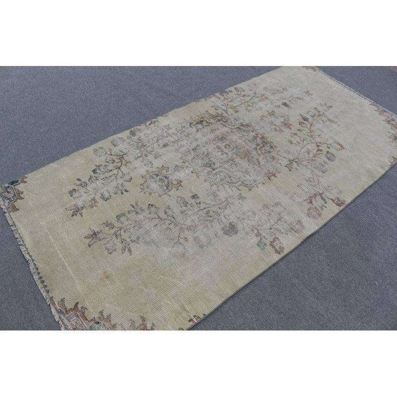 Tapis turc rétro beige pour la décoration intérieure - tapis de laine bohémien parfait pour l'intérieur