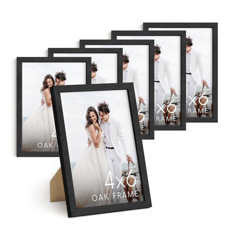  Cadre photo en bois - ensemble de 6, Noir, 4 po x 6 po