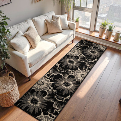 Tapis de couloir à motif floral 2X8