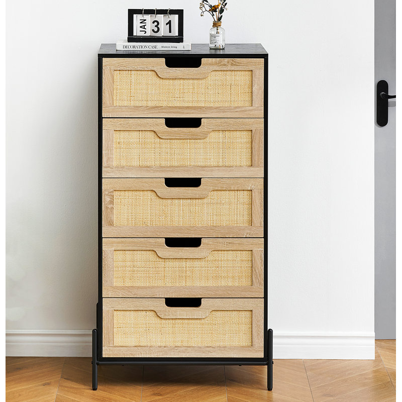 Commode d'appoint en fer Analeah, Noir