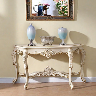 American Solid Oak Carved Entryway Console Table