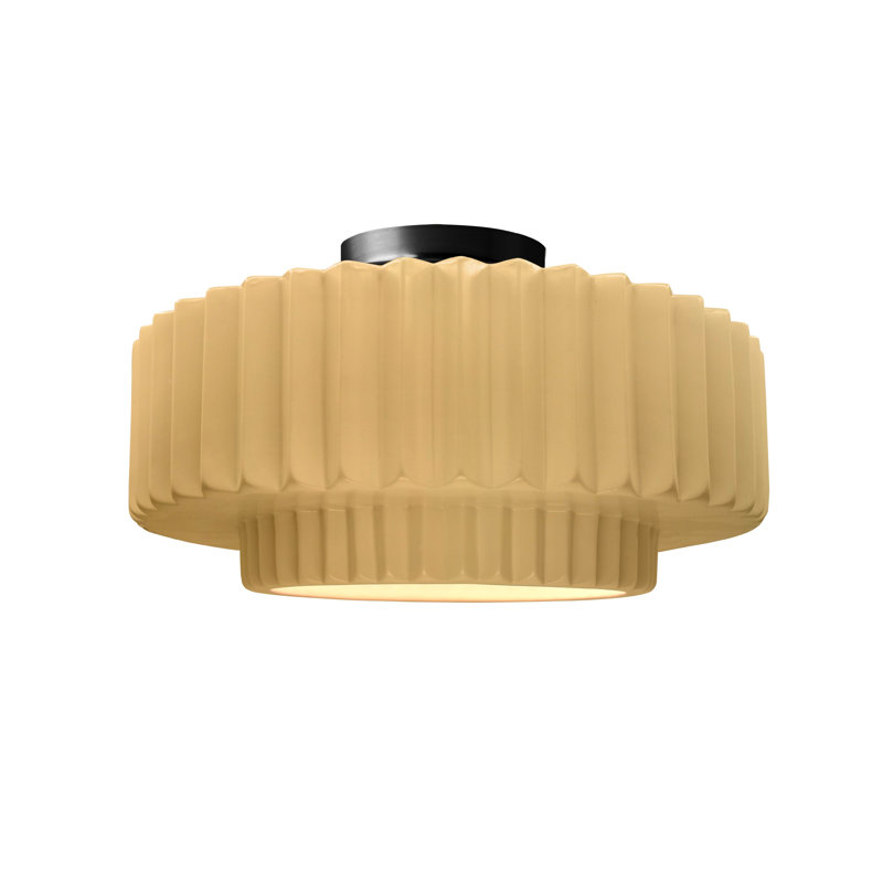 Plafonnier semi-encastré en céramique Radiance, H 7,25 po x l 14,5 po x P 14,5 po, Jaune atténué, Noir mat