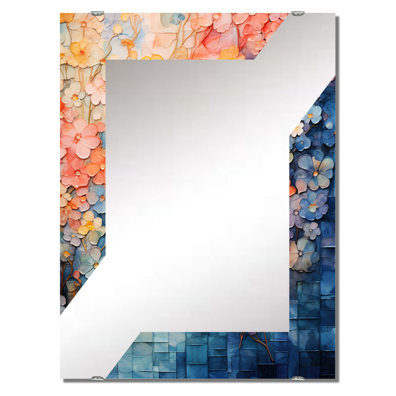 Knilles - Miroir mural décoratif floral abstrait, 40 po x 30 po