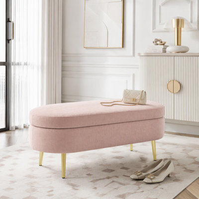 Banc de rangement repose-pieds ovale avec pieds en métal
