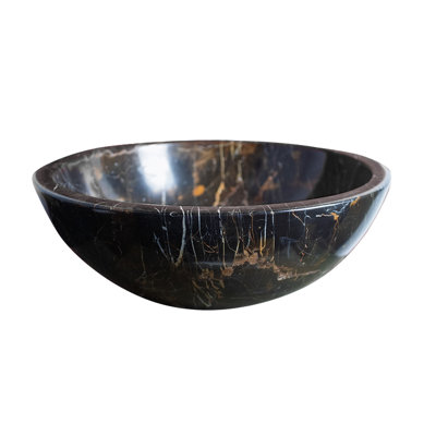 Kings Gold Marble Vessel Sink – Round Natural Stone Bathroom Sink
