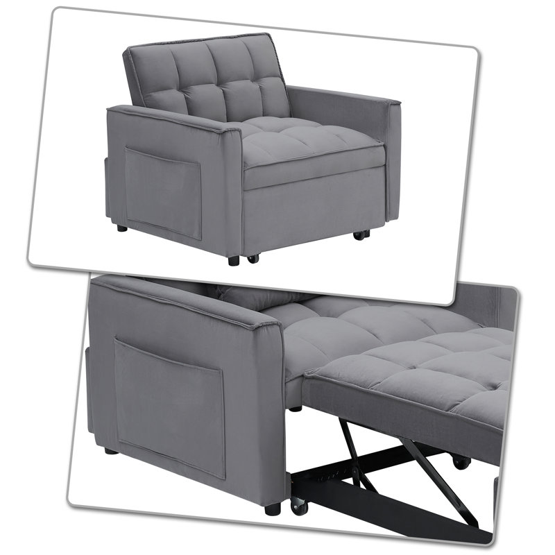 High quality multifunctional sofa futon with adjustable backrests, Dark Gray