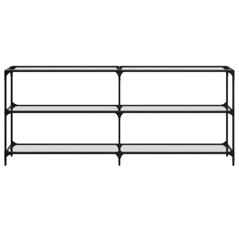 Console Table With Glass Top Steel, 81cm H x 194.5cm W x 30cm D, Transparent