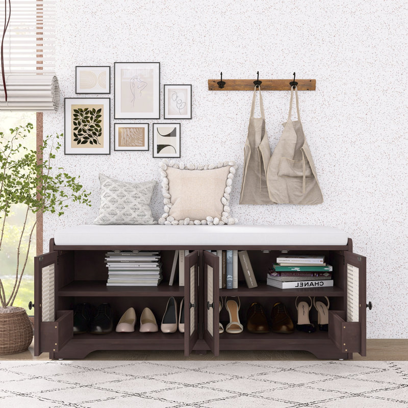 Banc de rangement en bois Rustic, Espresso