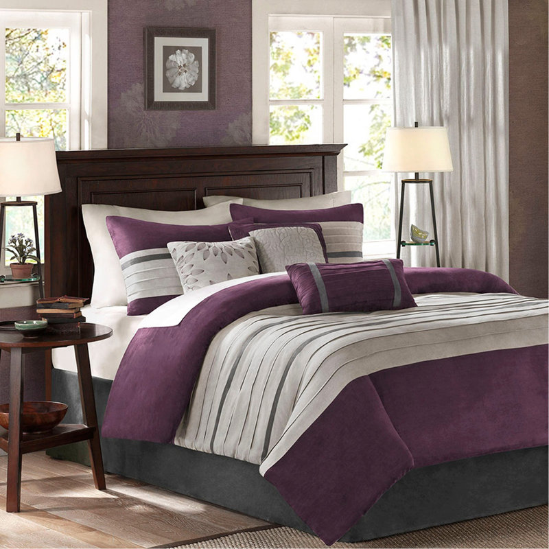 Ensemble d'édredon 7 pièces, Grand édredon et 6 pièces supplémentaires, Patchwork mauve