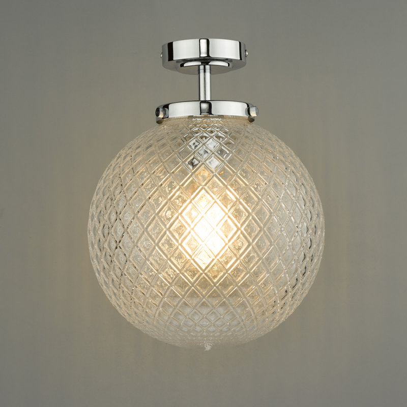 Pradep Glass Flush Mount, Polished Chrome