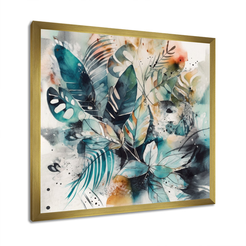 «Mendon Green and White Visions In Boho», reproduction sur toile, H 24 po x l 24 po x P 1 po, Encadrement doré