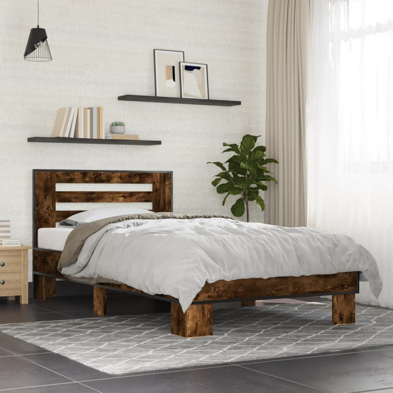 Olgun Open-Frame Bed, Single (3'), Smoked Oak
