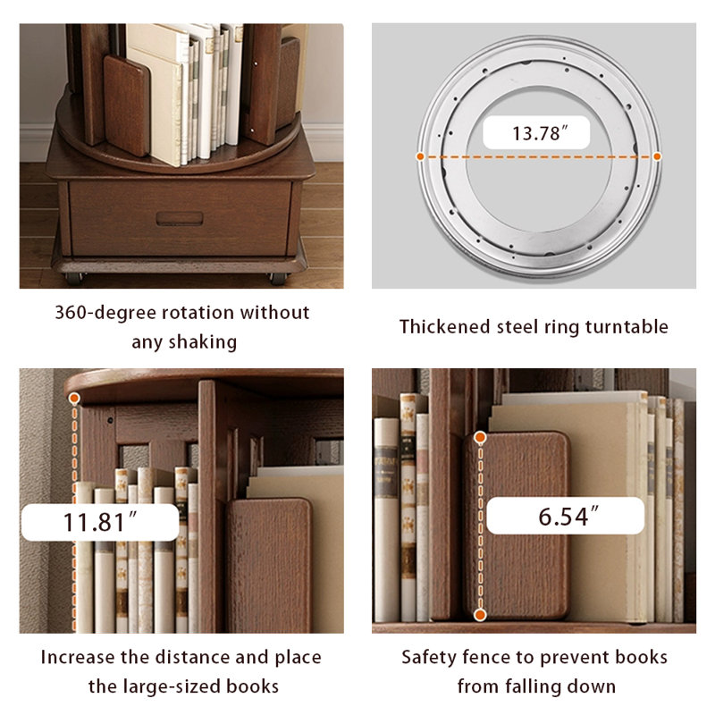 Bibliothèque standard en bois massif Nut-Brown, (6 tablettes) H 72,83 po x l 18,7 po x P 18,7 po