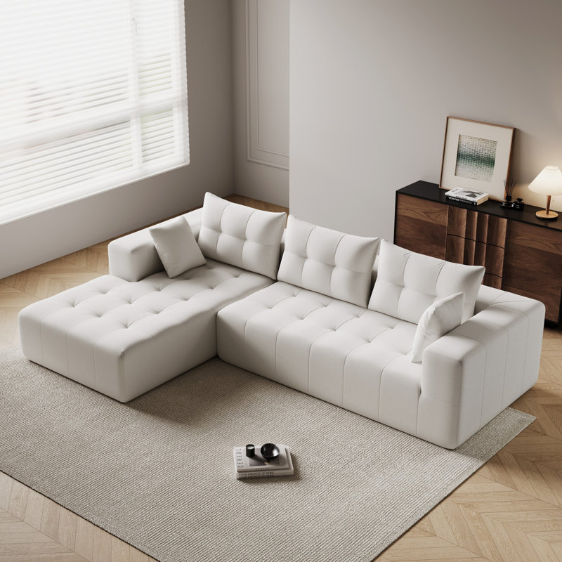 Canapé modulaire 2 pièces Kinkaid, Lin blanc