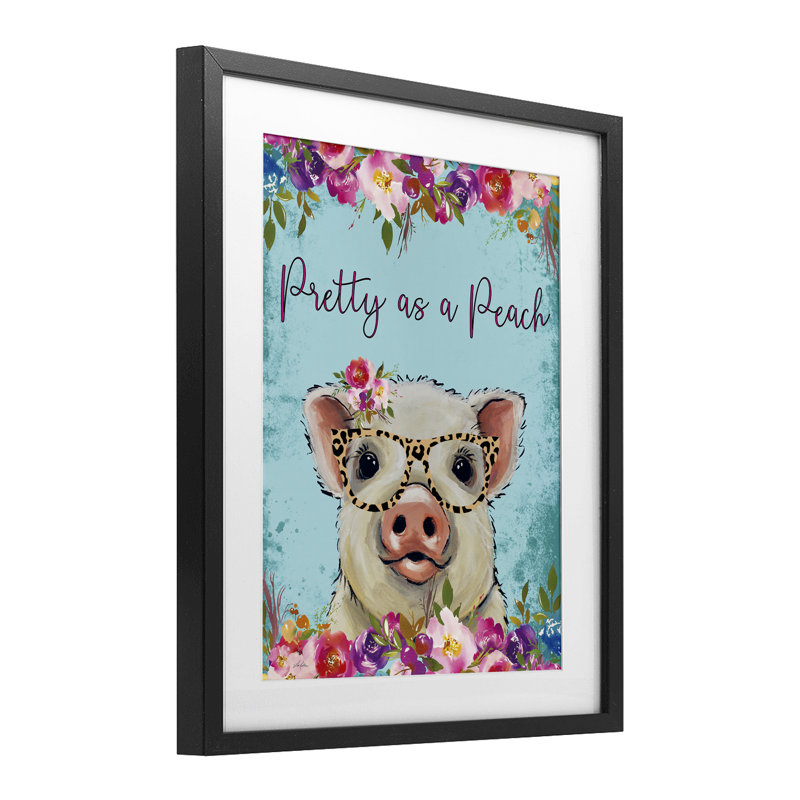 «Pretty as a Peach Pig», reproduction sous verre encadrée, par Lee Keller, H 21 po x l 17 po, Noir