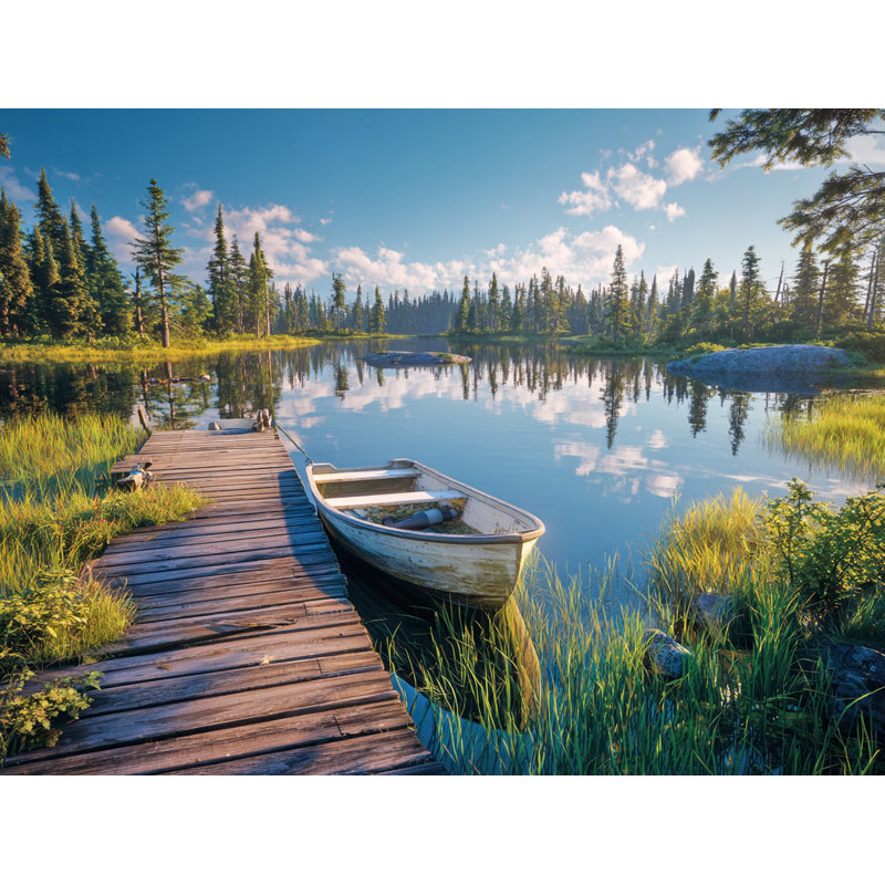 Art mural sur toile Quiet Row bateau Morning, H 16 po x l 24 po