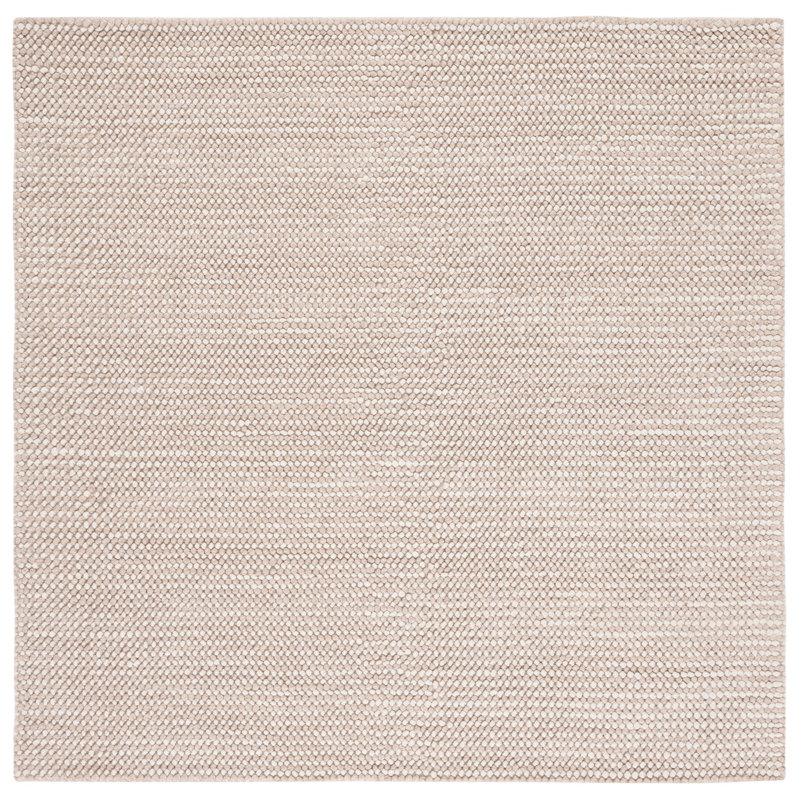 Tapis beige / ivoire en laine touffeté à la main à motif abstrait Almus, Carré 6 pi