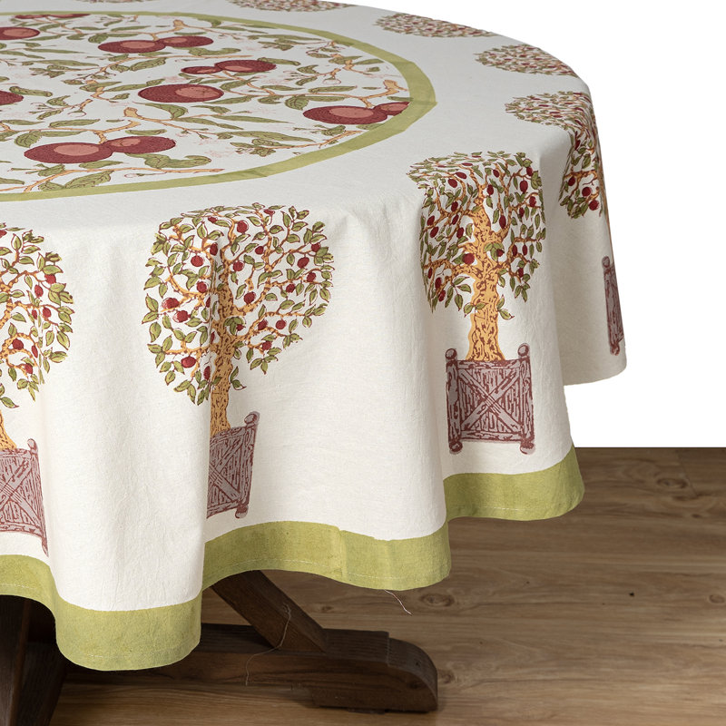 Orange Tree Tablecloth - Red/Green - 70" Round, 70" Round