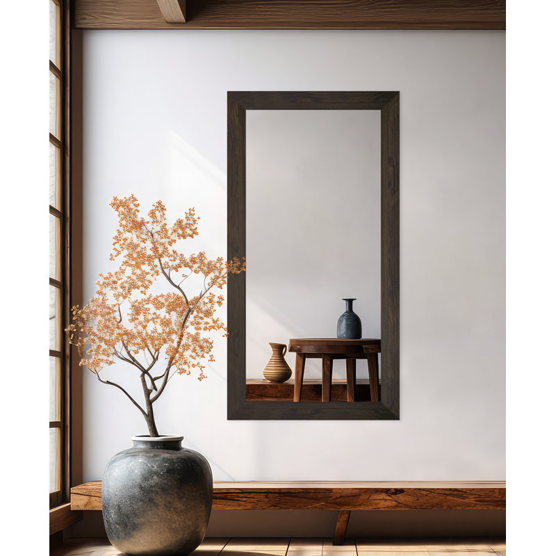 Dhar Engineered Wood Flat Wall Mirror, 27" x  68", Black Walnut