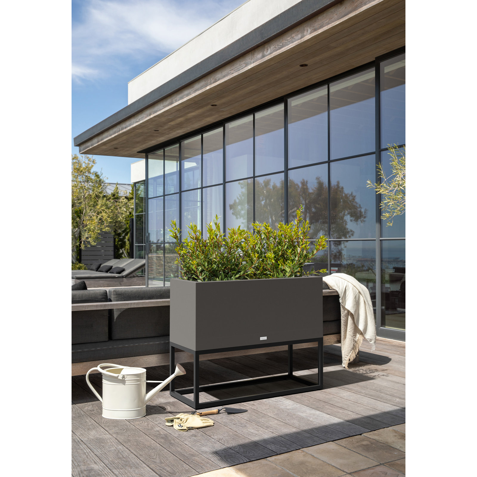 Block Series Elevated Planter, Gray, 30" H x 15" W x 38" D
