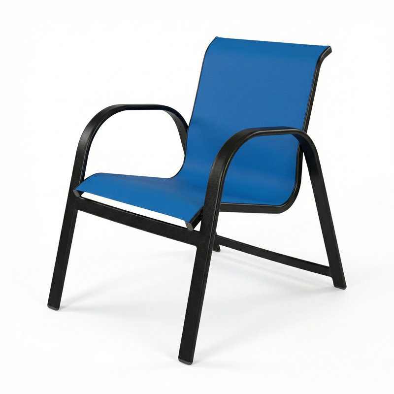 Chaise avec accoudoirs, Bleu royal / noir mat