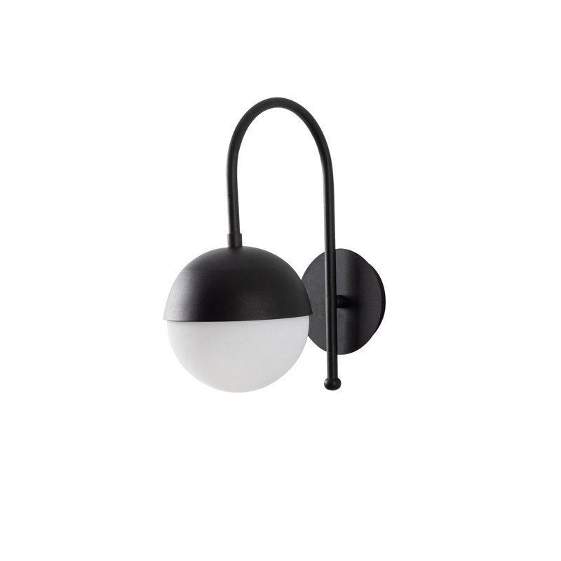 Lampe murale moderne avec corps en métal et capuchon en verre, 11,8 po x 9,8 po x 11,8 po | Douille E27, 40 W maximum, IP20 | Design élégant en noir et blanc, parfait pour un décor industriel et scandinave dans le salon et la chambre à coucher