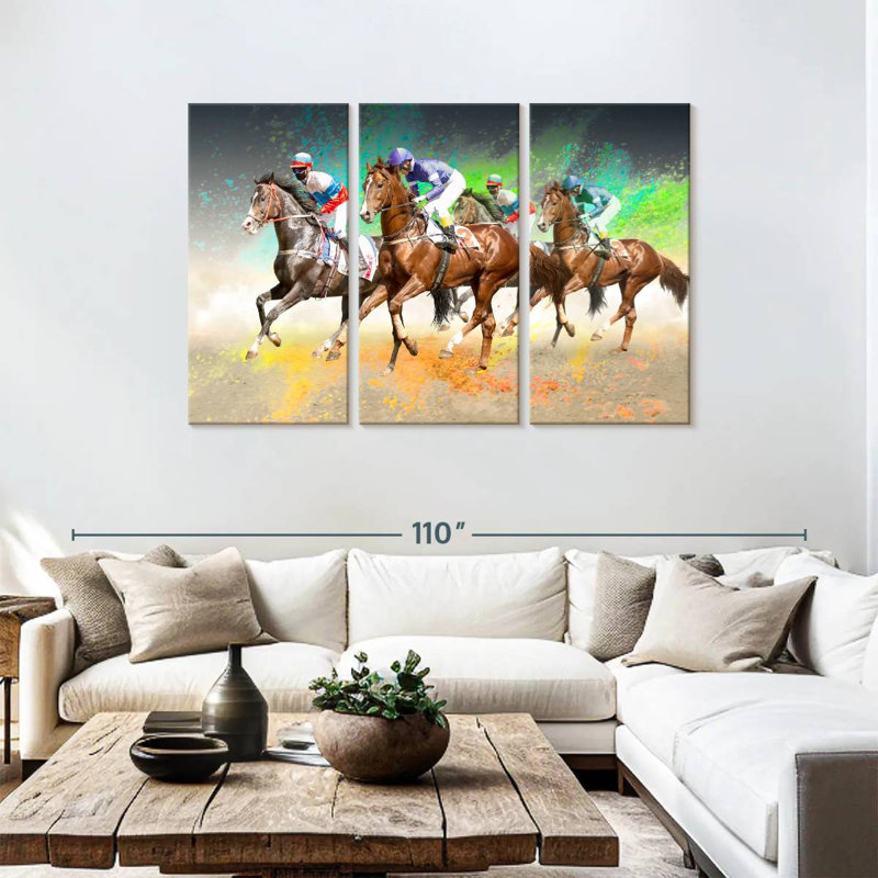 Course de chevaux Sirci, H 48 po x l 74 po
