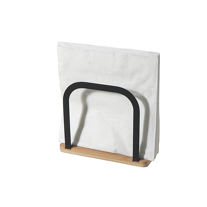 Porte-serviette en métal avec dessous en bambou