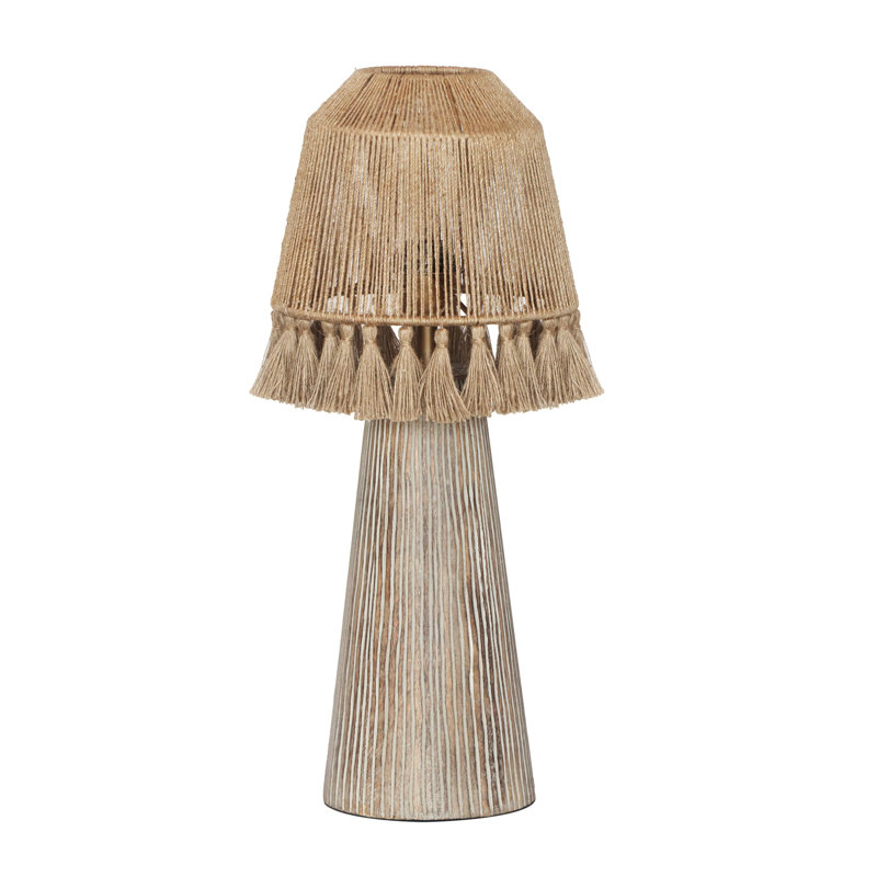 Adjustable Natural Jute and Mango Wood Table Lamp