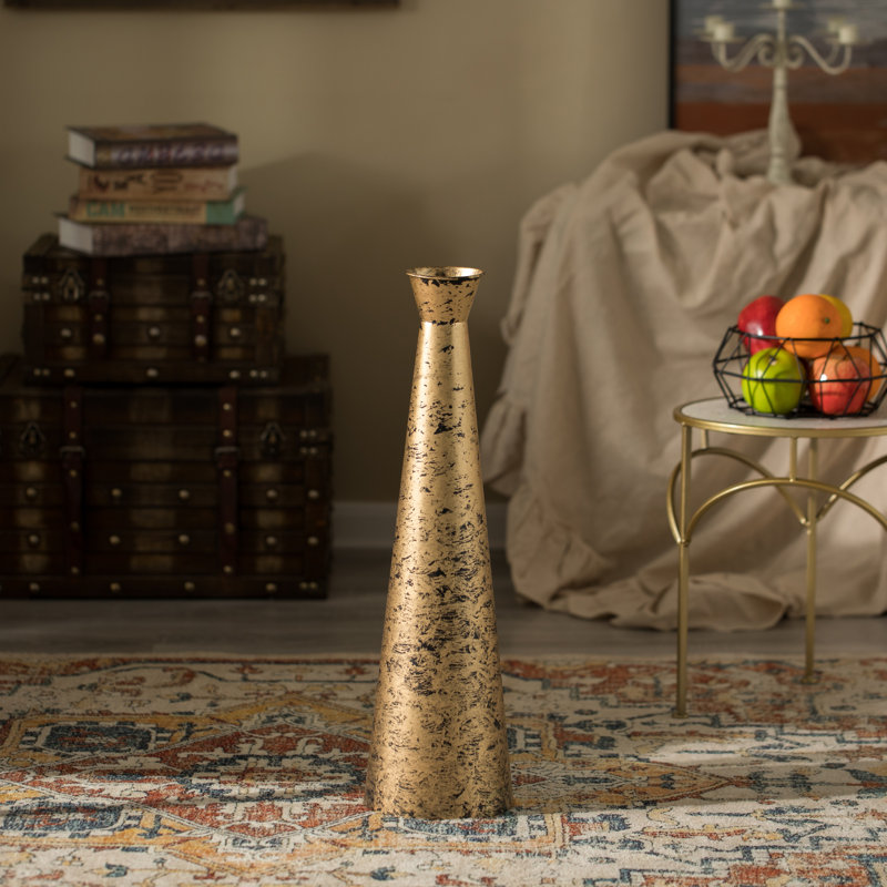 Vase de plancher décoratif en métal brossé, H 23,75 po x l 6,75 po x P 6,75 po, 1 pièce