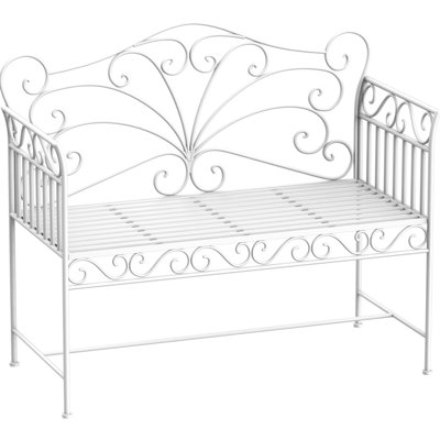Banc de jardin blanc crème de 109 cm (43 po), idéal pour le jardin, la cour, le bord de la piscine ou la pelouse. En métal, design tendance.