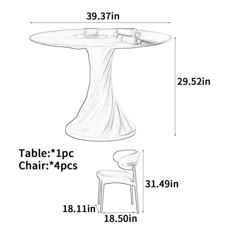 Table de salle à manger Vintage, H 29,52 po x L 39,37 po x l 39,37 po