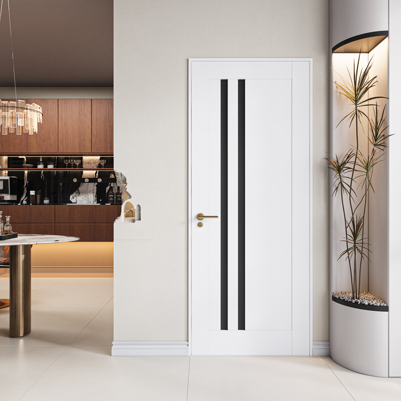Porte intérieure prémontée à 2 panneaux en MDF à âme pleine, blanc, 32 po x 80 po, avec charnières et chambranle à montage rapide