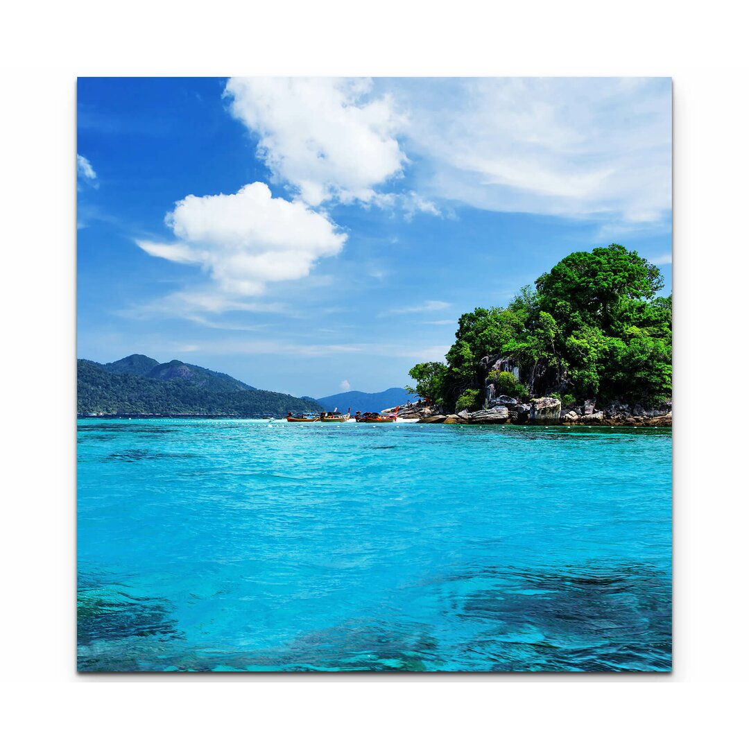 Leinwandbild Blaues Meer mit Insel – Thailand