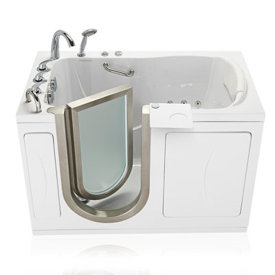 Ella Elite 30"x52" Acrylic Hydro Massage Walk-In Bathtub with Right Inward Swing Door, 5 Piece Fast Fill Faucet, 2" Dual Drain